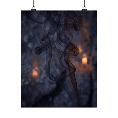 Bold Incense Smoke Wall Art Print - Shadow Zen Dark Japandi
