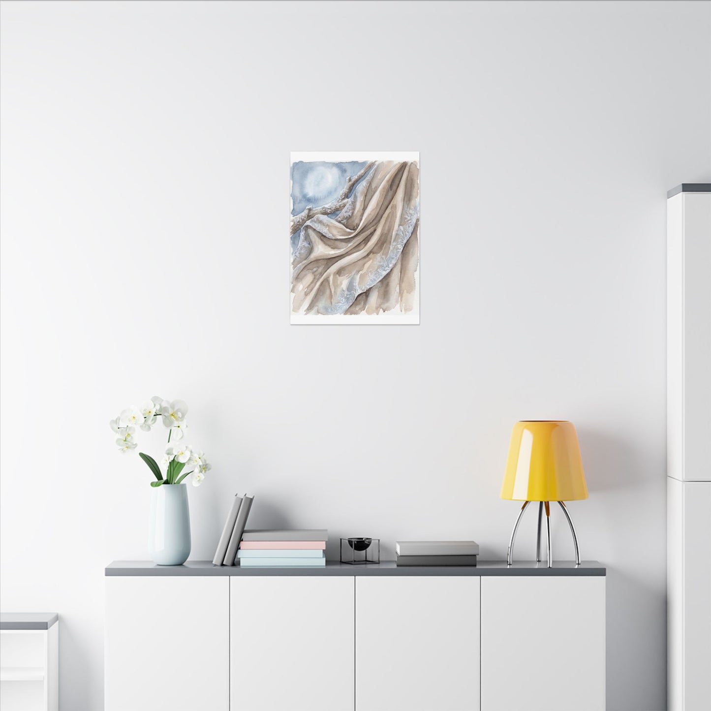 Silk Drape Winter Canvas Art | Japandi Cozy Design