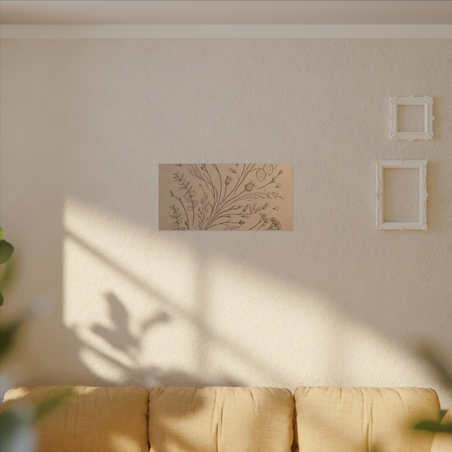 Dried Flowers Canvas Art | Spring Japandi Minimal Line Art