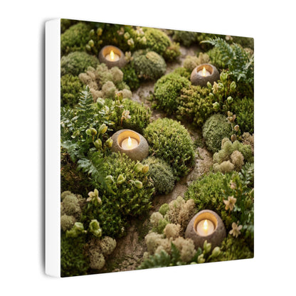 Moss Close Up Japanese Pattern Canvas Art | Neutral Japandi Art