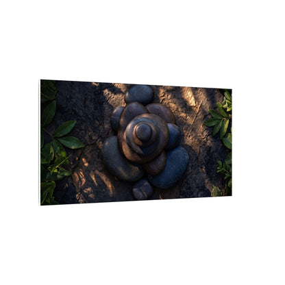 Ma River Stones Canvas Art - Dark Japandi Dark Texture