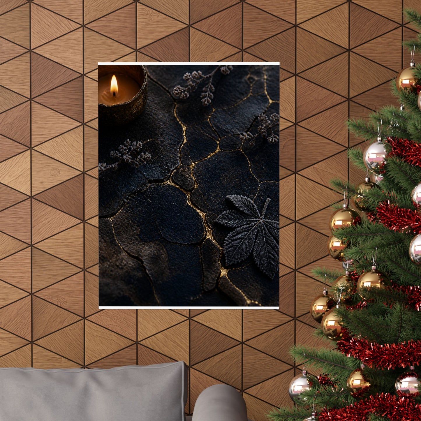 Luxurious Cracked Earth Wall Art Print - Moody Minimal Dark Japandi