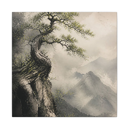 Spring Pine Tree Watercolor Canvas Art | Warm Decor