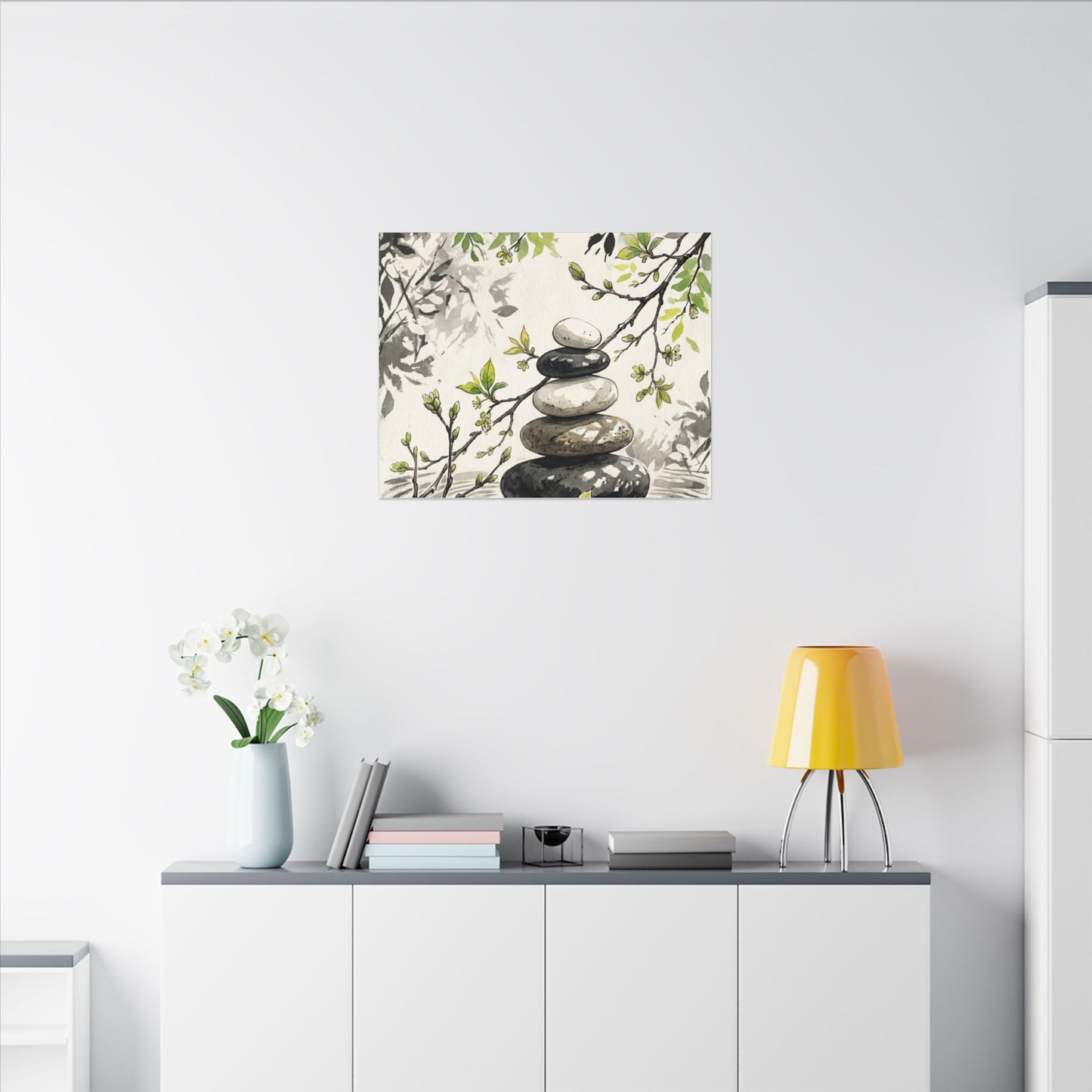Spring River Stones Japanese Pattern Canvas Art | Elegant Decor