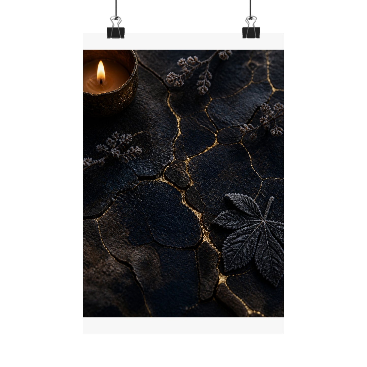 Luxurious Cracked Earth Wall Art Print - Moody Minimal Dark Japandi