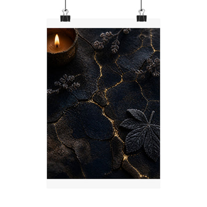 Luxurious Cracked Earth Wall Art Print - Moody Minimal Dark Japandi