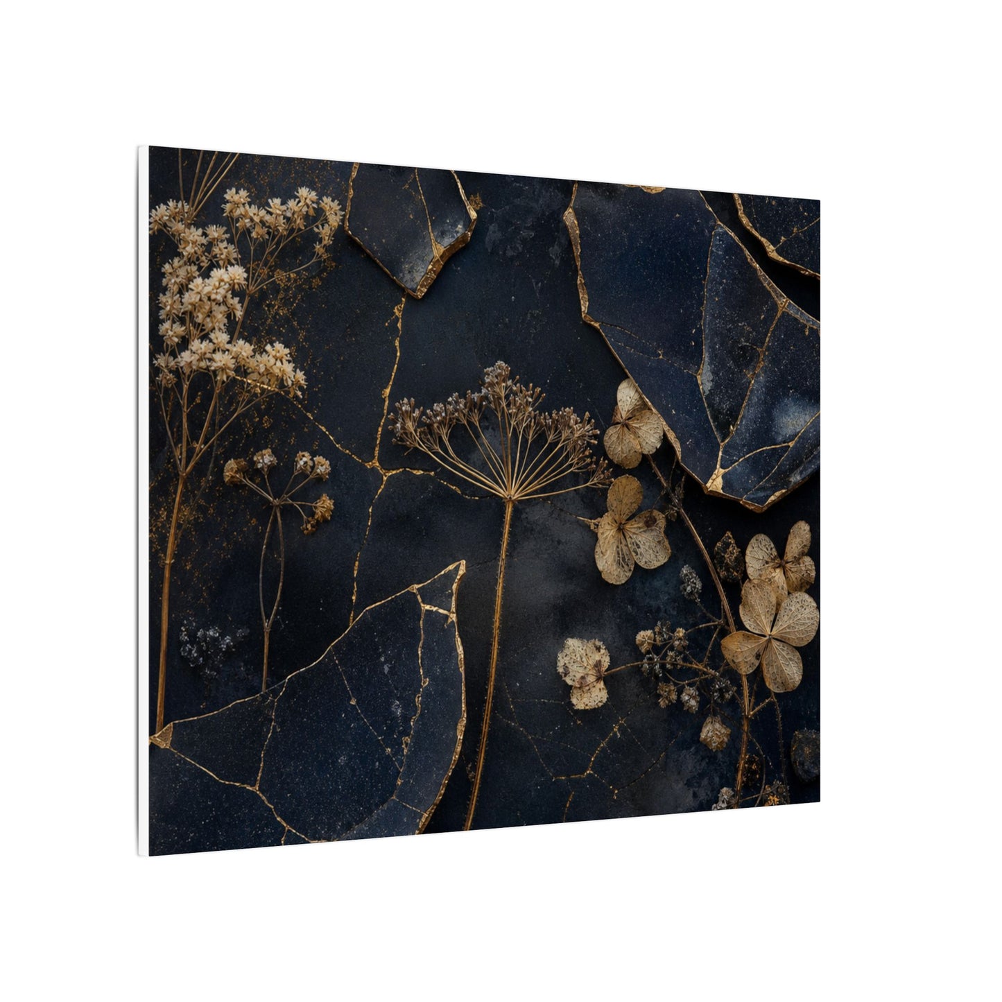 Philosophical Dried Flowers Canvas Art - Broken Beauty Kintsugi