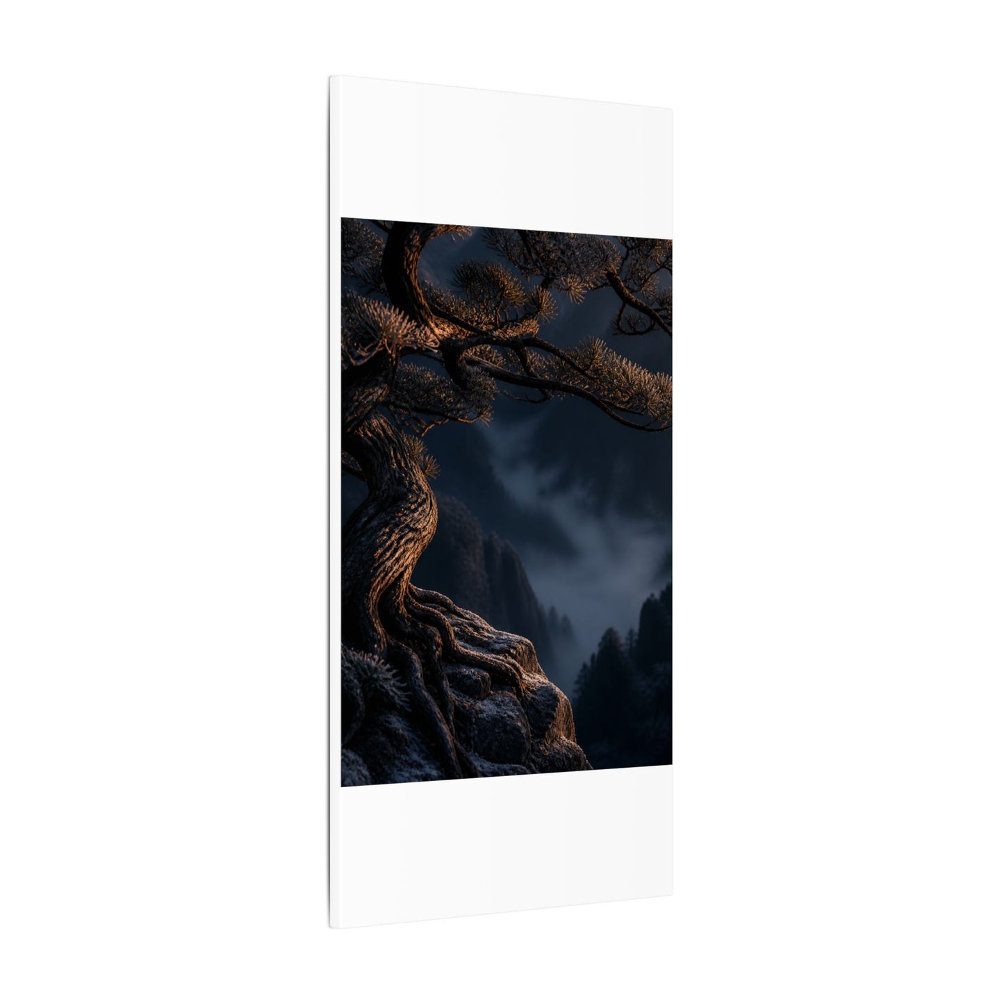 Bold Pine Tree Canvas Art - Shadow Zen Dark Japandi