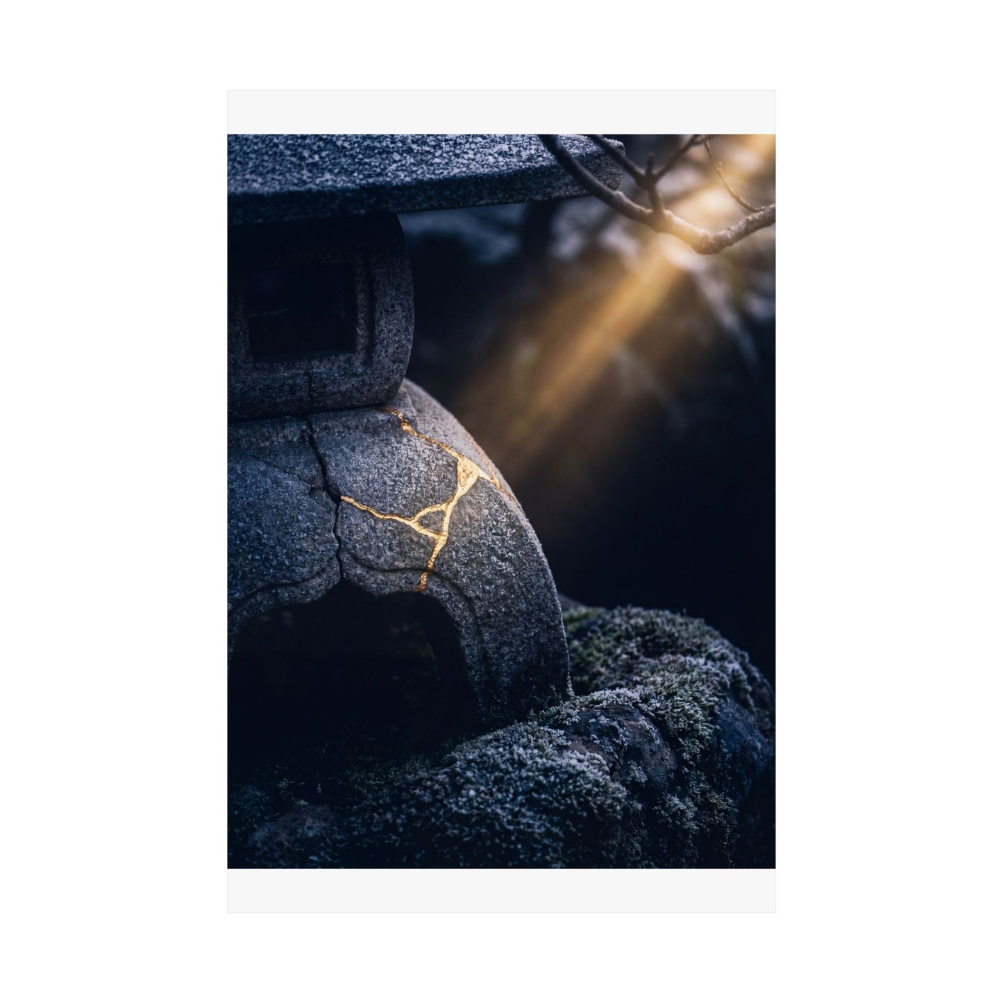 Moonlit Garden Winter Wall Art Print | Kintsugi Artful Design