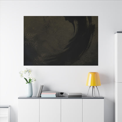 Seijaku Ink Brushstroke Canvas Art - Dark Japandi Moody Minimal