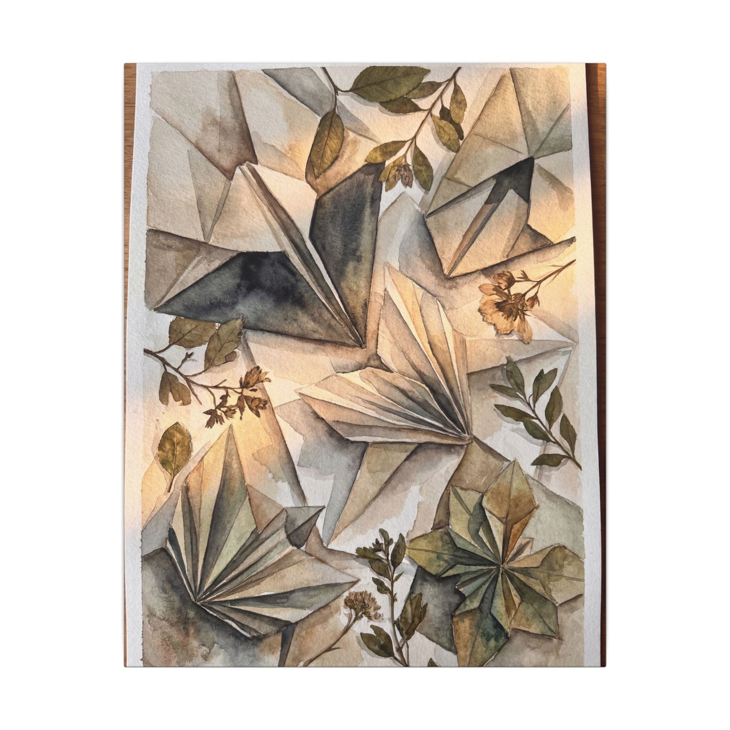 Golden Hour Paper Fold Canvas Art - Japandi Seijaku