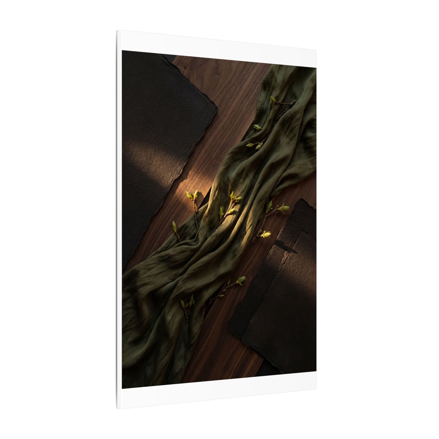 Silk Drape Canvas Art | Spring Dark Japandi Dark Texture Art