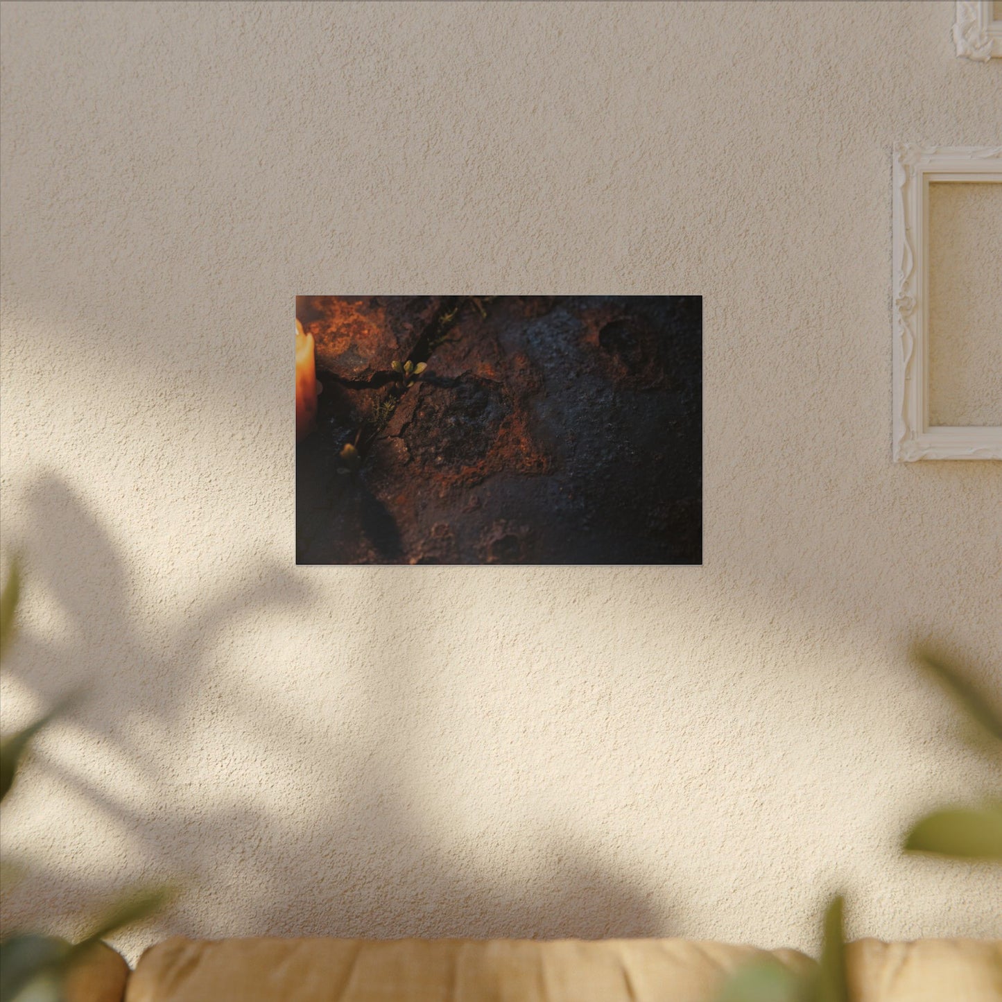 Candlelight Rust Patina Canvas Art - Dark Japandi Ma