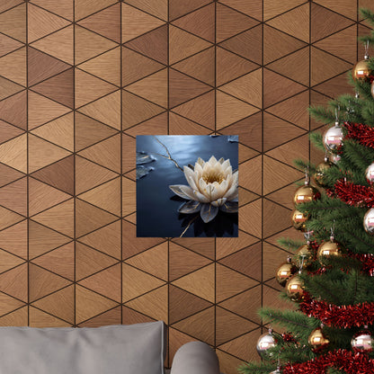 Winter Lotus Flower Gold Vein Wall Art Print | Resilient Decor
