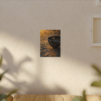 Golden Hour Cracked Earth Canvas Art - Kintsugi Fukinsei