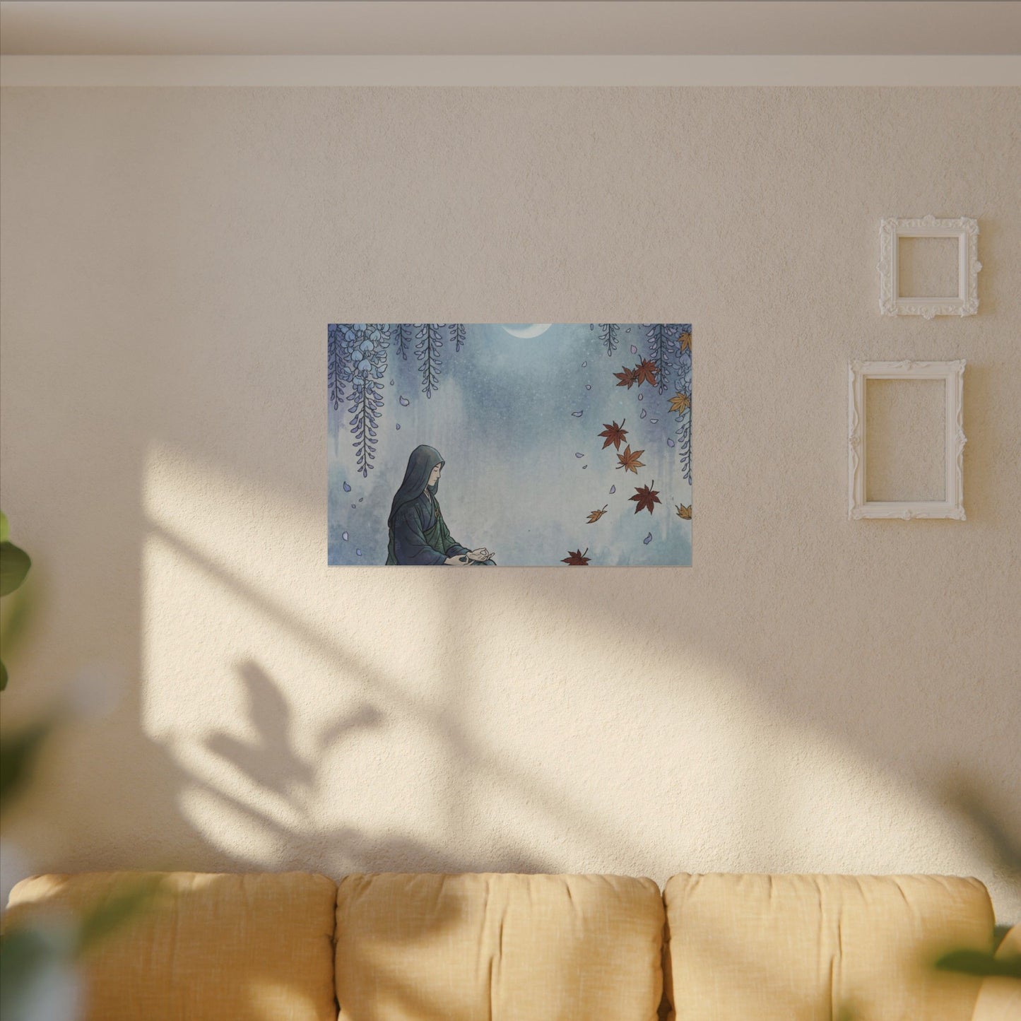 Zen Wisteria in Moonlight | Ukiyo E Inspired Canvas Art