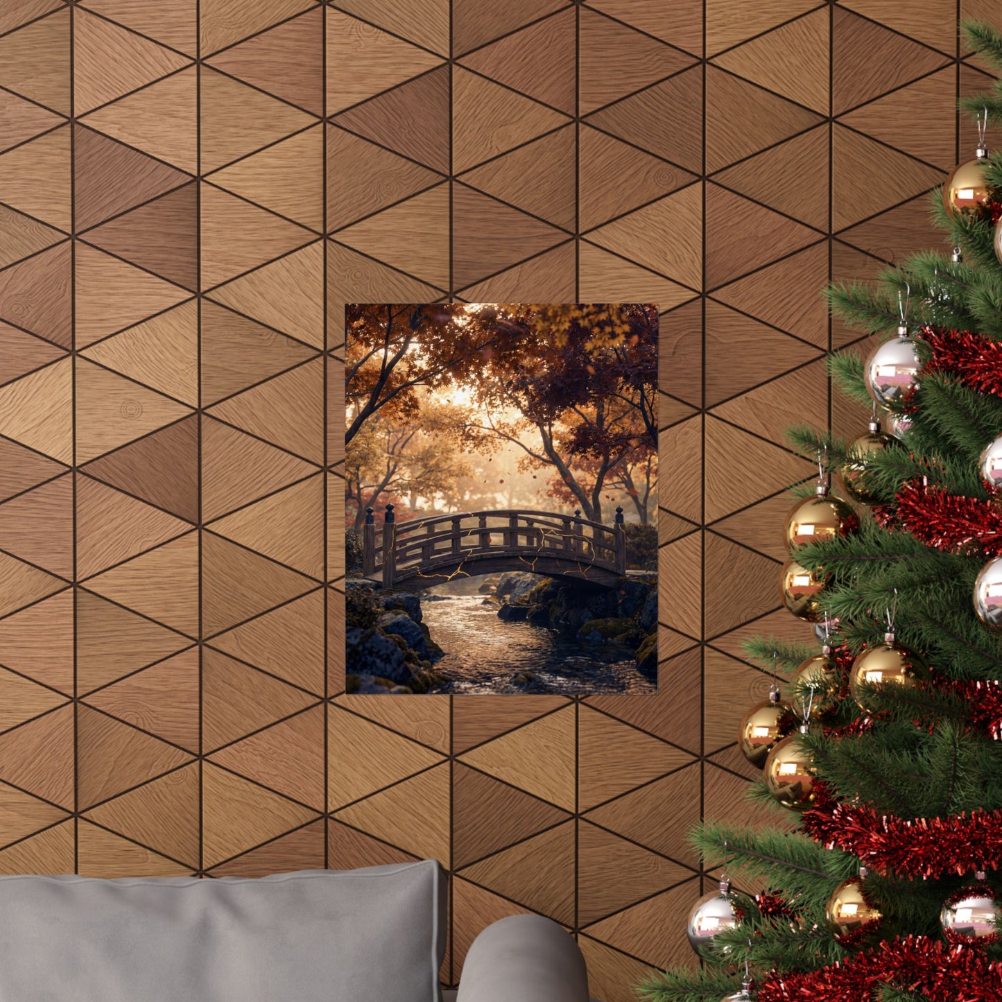 Philosophical Wooden Bridge Wall Art Print - Gold Vein Kintsugi