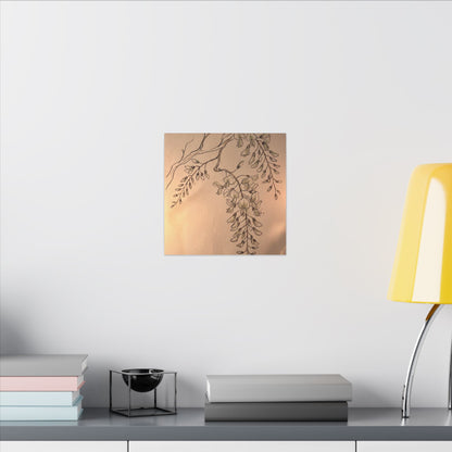 Japandi Wisteria in Candlelight | Minimal Line Canvas Art