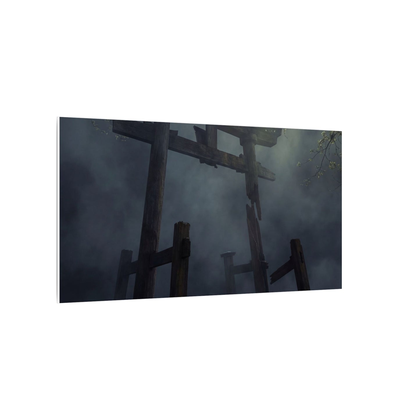Dark Japandi Torii Gate in Dappled | Moody Minimal Canvas Art
