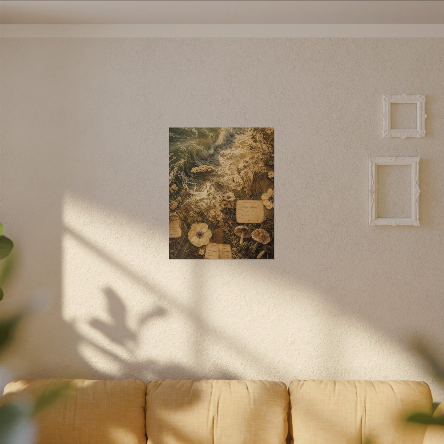 Spring Ocean Wave Herbarium Canvas Art | Nostalgic Decor