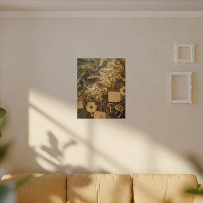 Spring Ocean Wave Herbarium Canvas Art | Nostalgic Decor