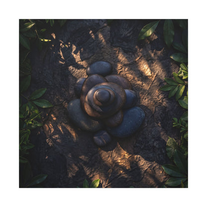 Ma River Stones Canvas Art - Dark Japandi Dark Texture