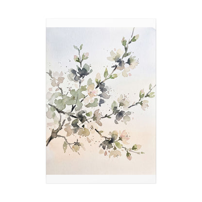 Cherry Blossom Watercolor Canvas Art | Elegant Japandi Art