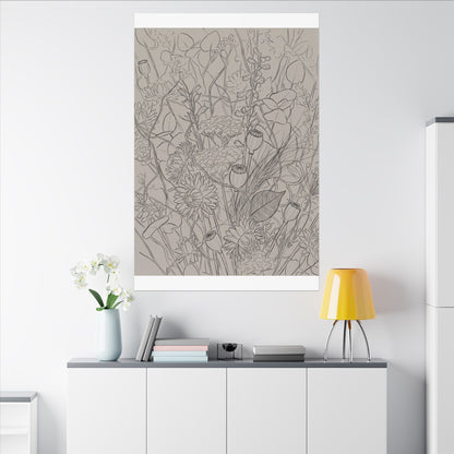 Summer Dried Flowers Minimal Line Canvas Art | Elegant Decor