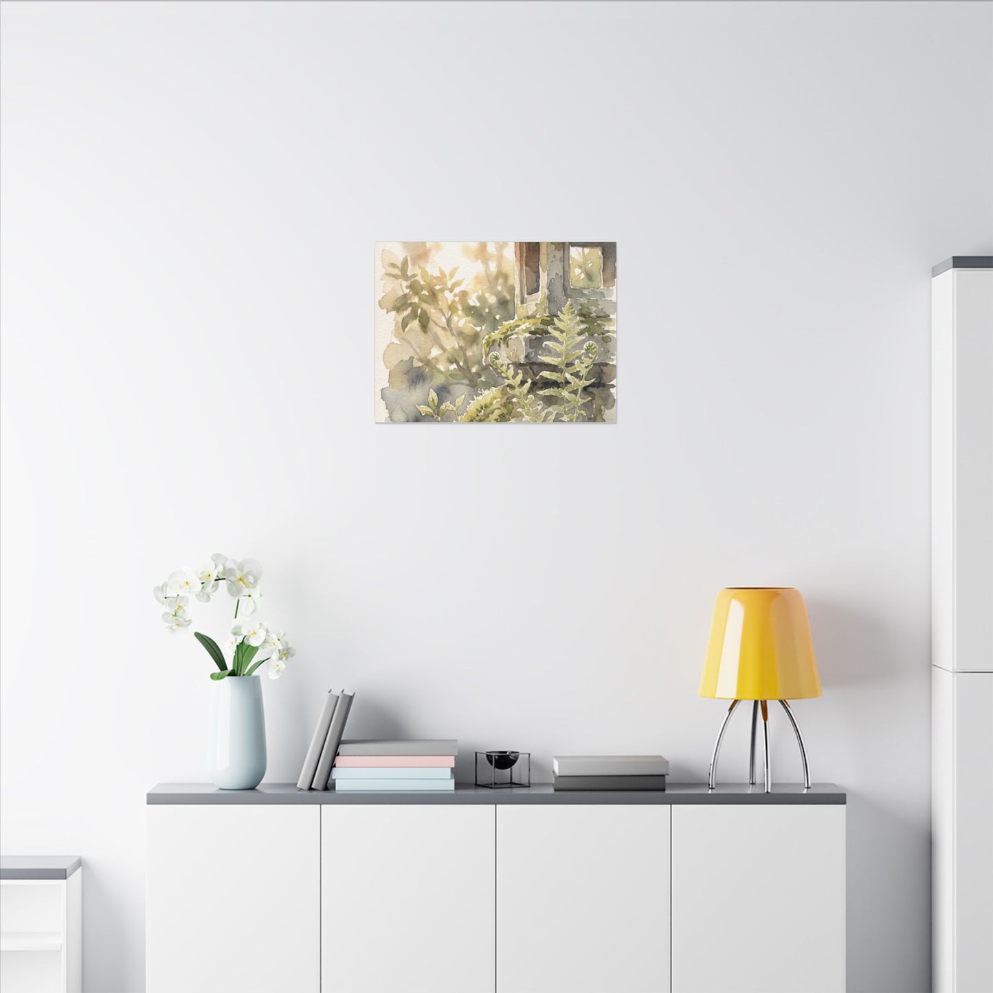 Earthy Stone Lantern Canvas Art - Watercolor Japandi