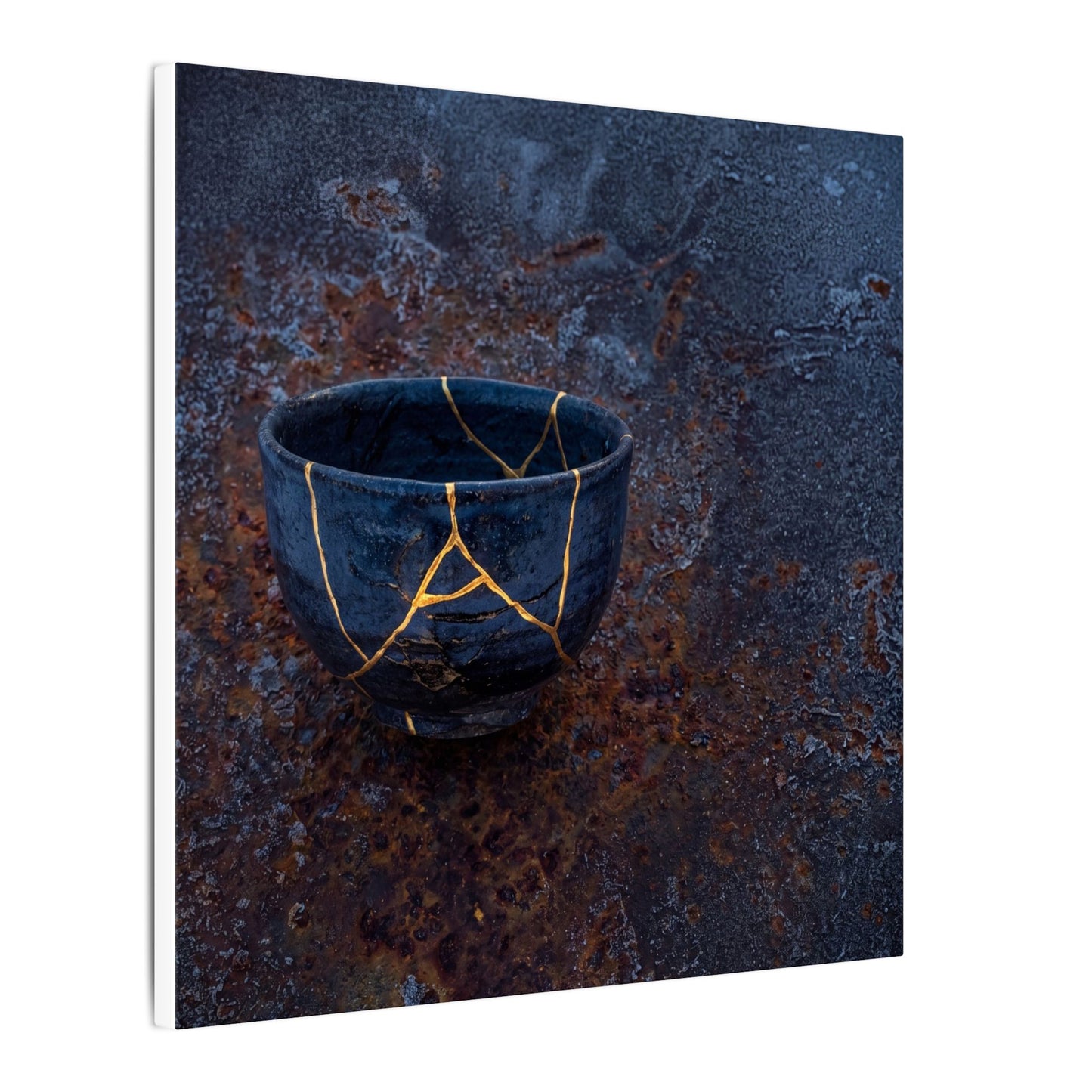 Rust Patina Winter Canvas Art | Kintsugi Healing Design