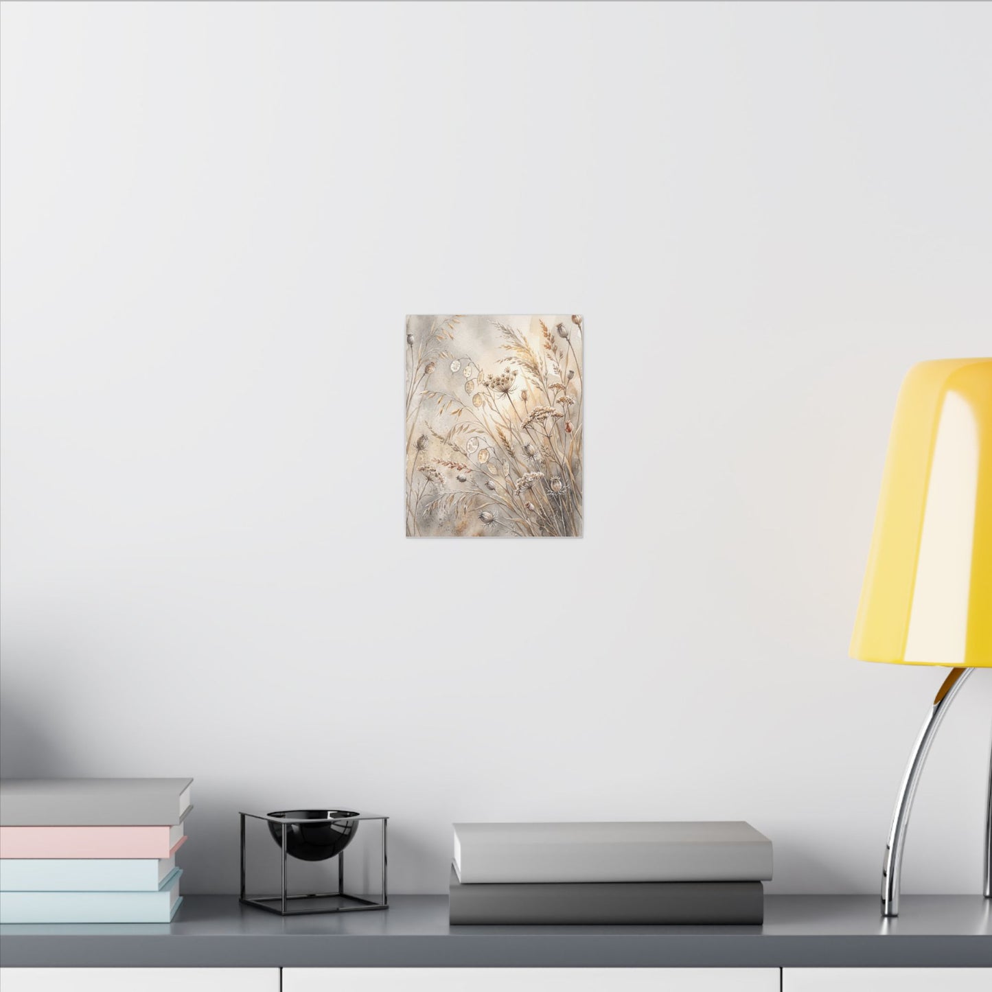 Winter Dried Flowers Watercolor Canvas Art | Warm Decor