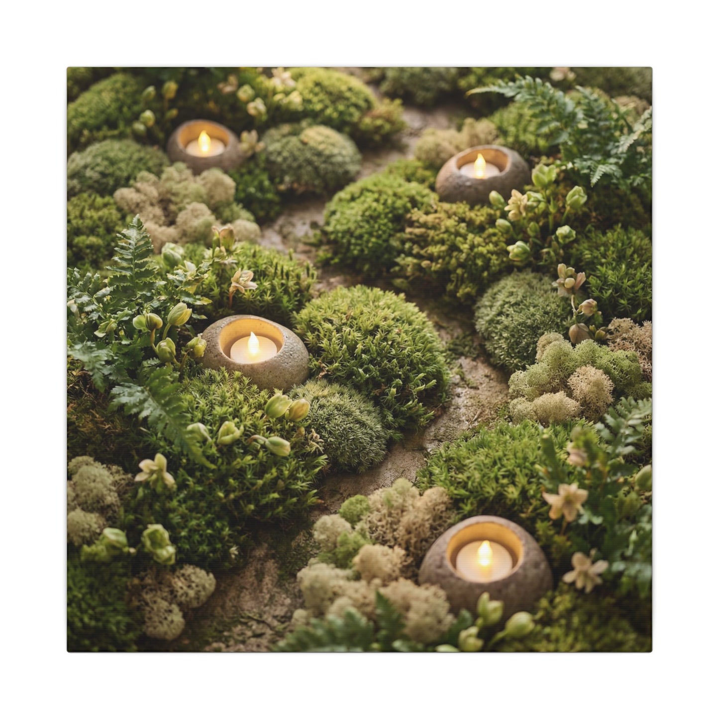 Moss Close Up Japanese Pattern Canvas Art | Neutral Japandi Art