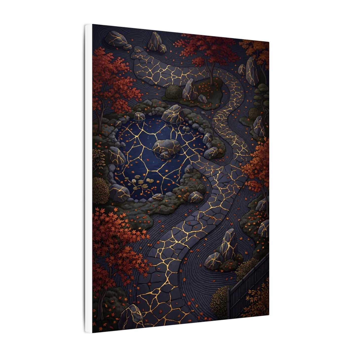 Moonlit Garden Gold Vein Canvas Art | Resilient Kintsugi Art