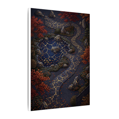 Moonlit Garden Gold Vein Canvas Art | Resilient Kintsugi Art