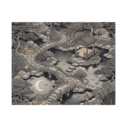 Moonlit Garden Ukiyo E Inspired Canvas Art | Serene Zen Art Art Print
