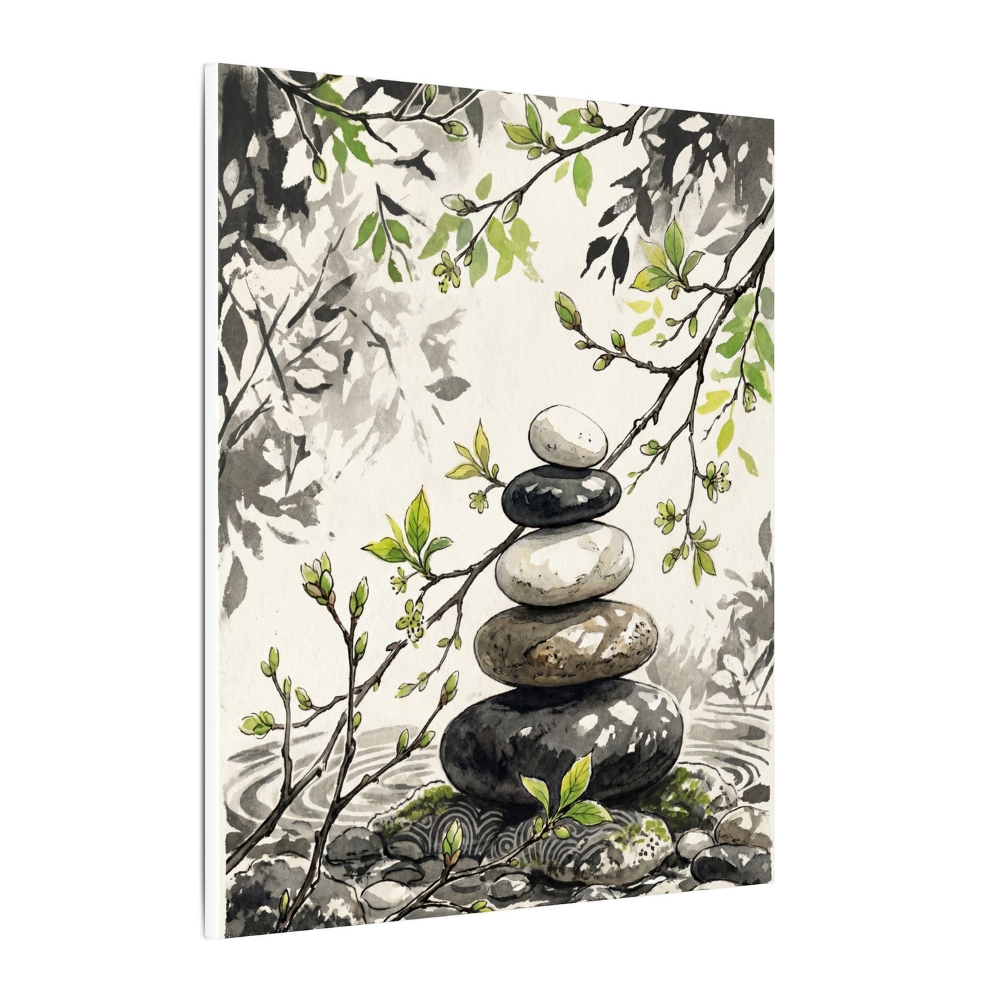 Spring River Stones Japanese Pattern Canvas Art | Elegant Decor
