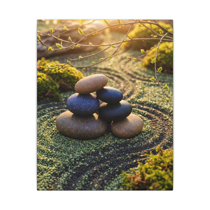 Zen River Stones in Golden Hour | Karesansui Canvas Art