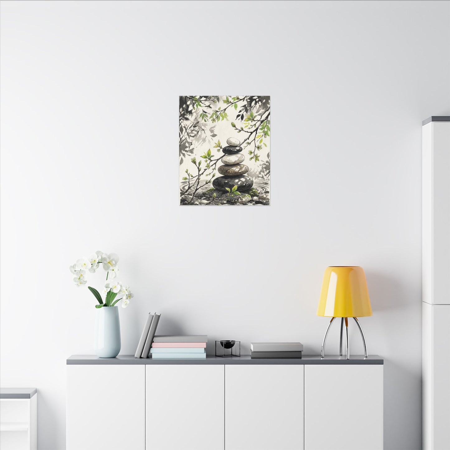 Spring River Stones Japanese Pattern Canvas Art | Elegant Decor
