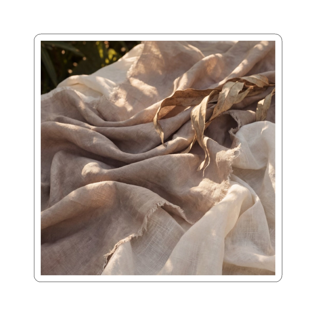 Japandi Silk Drape in Golden Hour | Texture Sticker Art Print