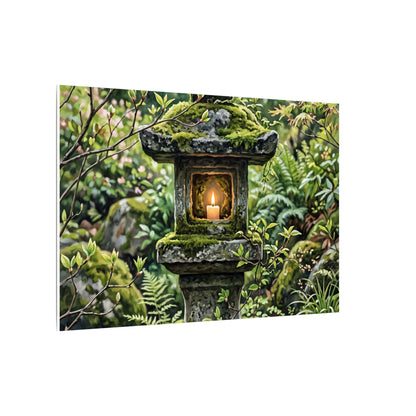 Neutral Stone Lantern Canvas Art - Japanese Pattern Japandi