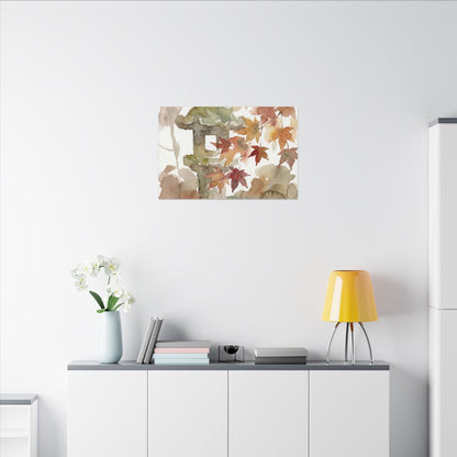 Stone Lantern Watercolor Canvas Art | Earthy Japandi Art