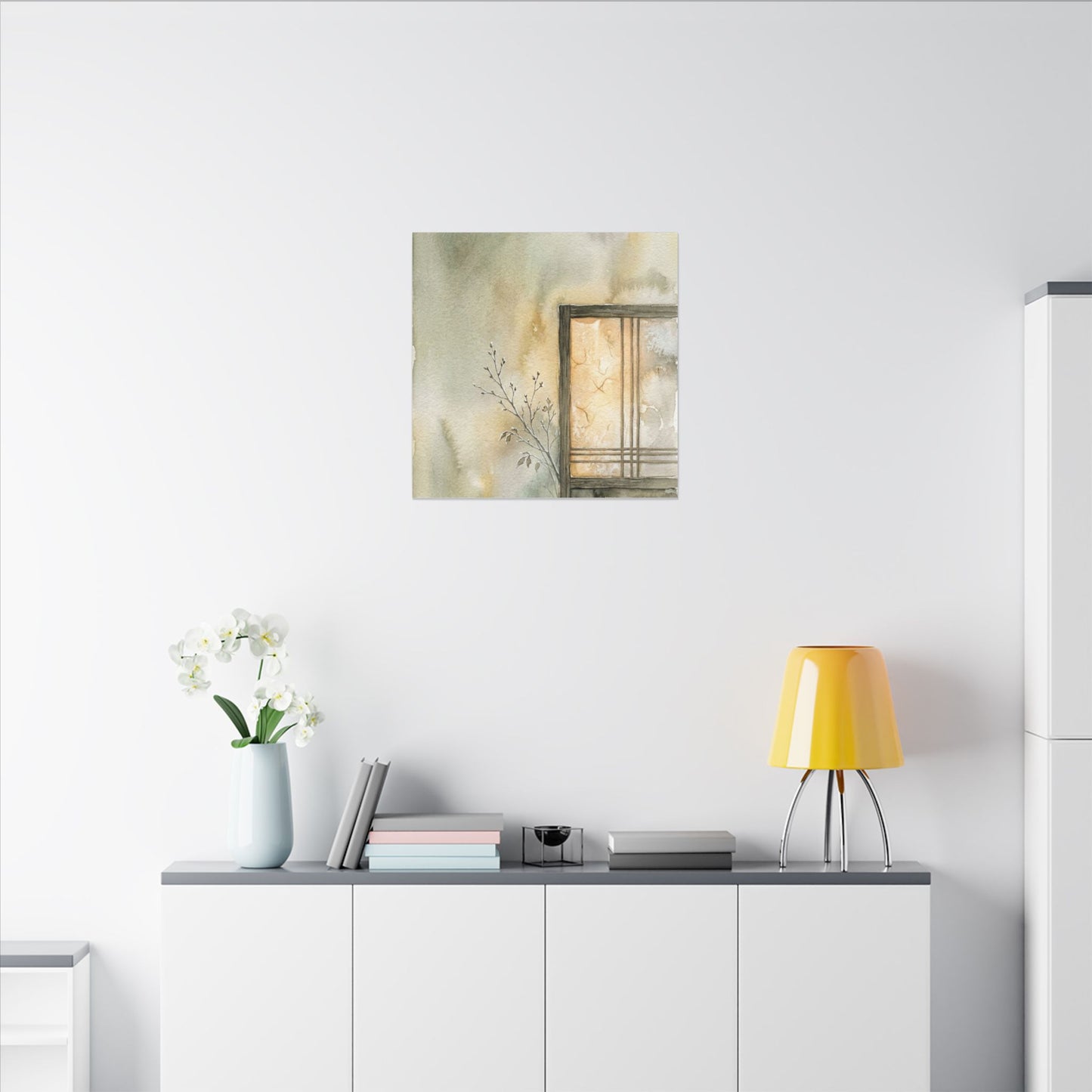 Ma Shoji Screen Canvas Art - Japandi Watercolor