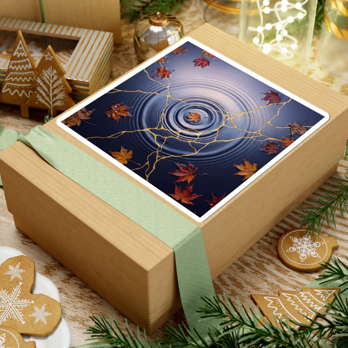 Water Ripple Autumn Sticker | Kintsugi Beautiful Design