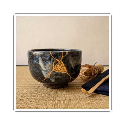 Golden Hour Tea Ceremony Sticker - Kintsugi Kanso Art Print