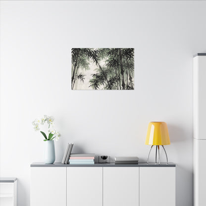Zen Bamboo Grove in Overcast | Sumi E Canvas Art