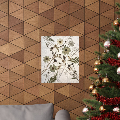 Kanso Dried Flowers Wall Art Print - Japandi Japanese Pattern