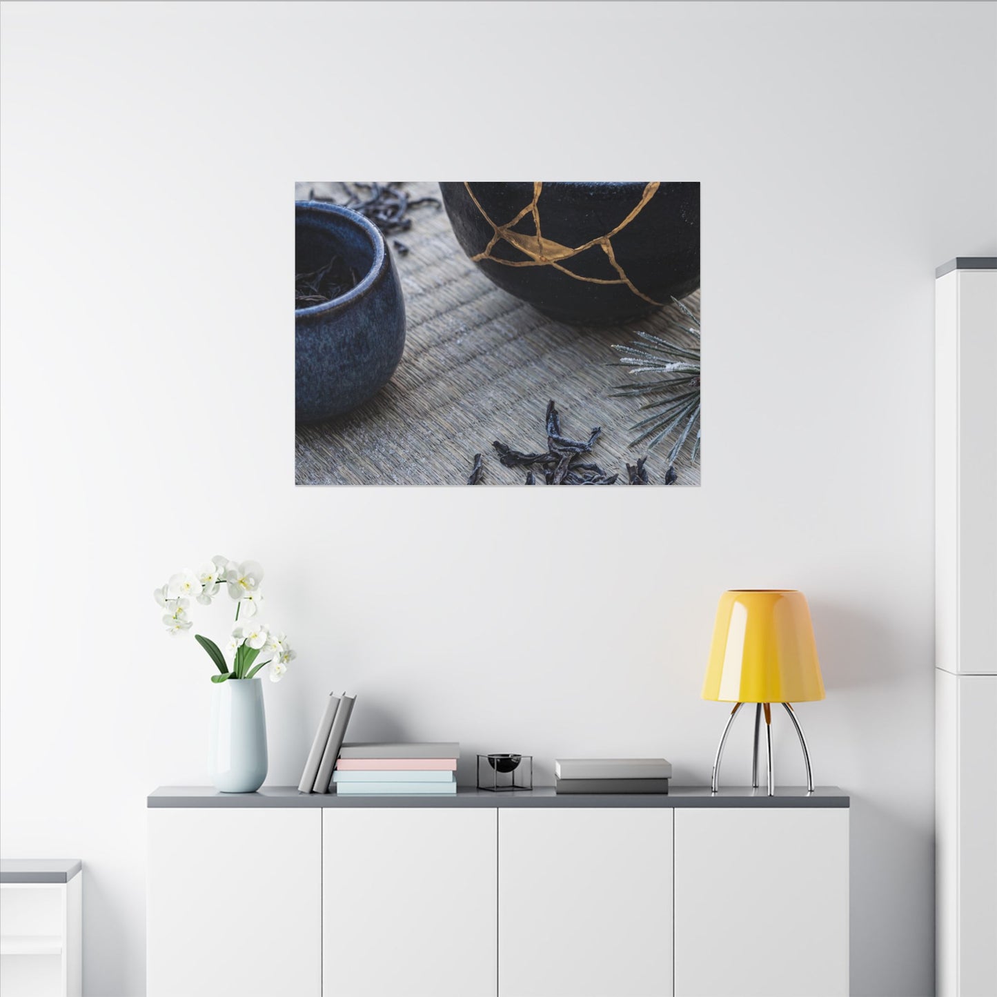 Kintsugi Tea Ceremony in Overcast | Gold Vein Canvas Art