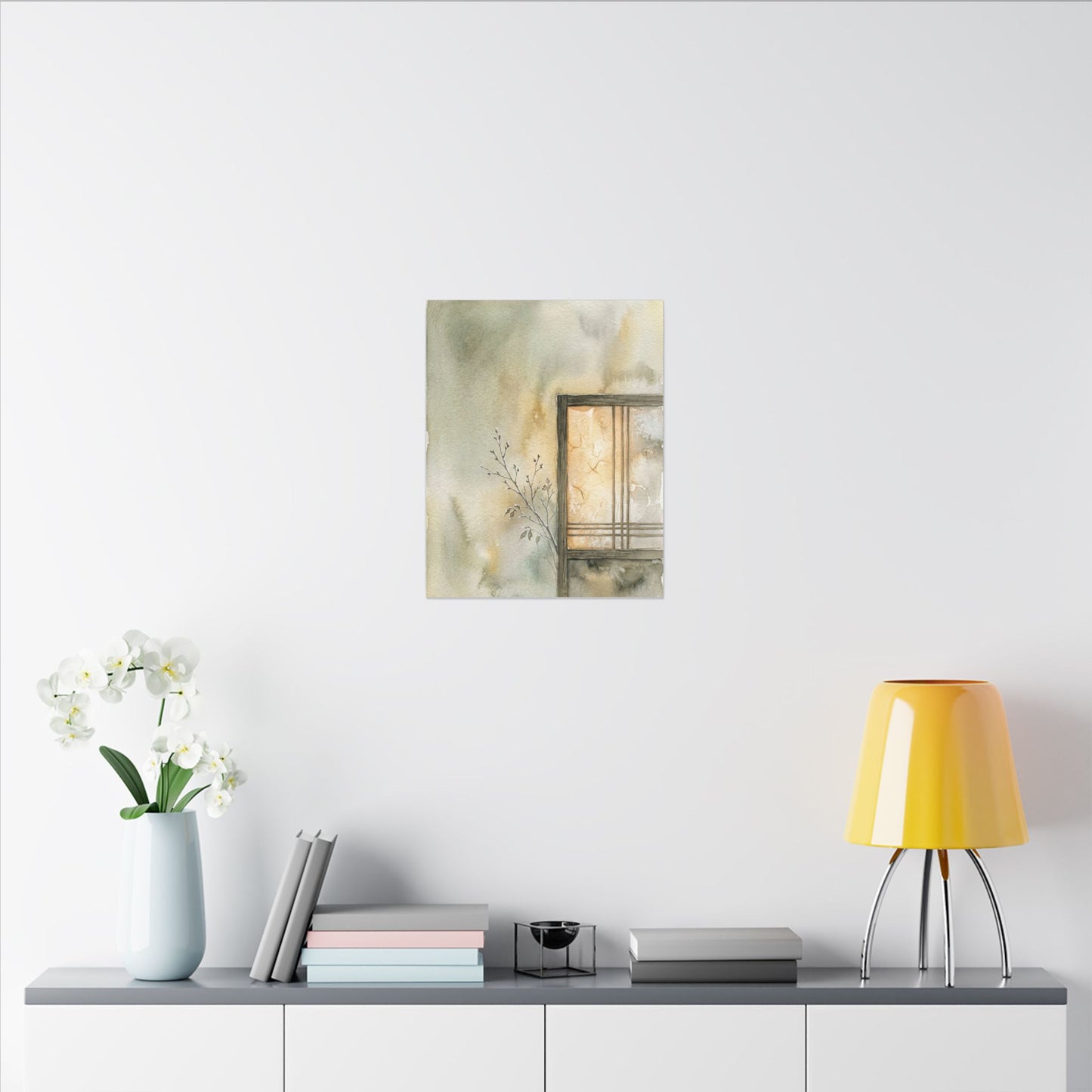 Ma Shoji Screen Canvas Art - Japandi Watercolor