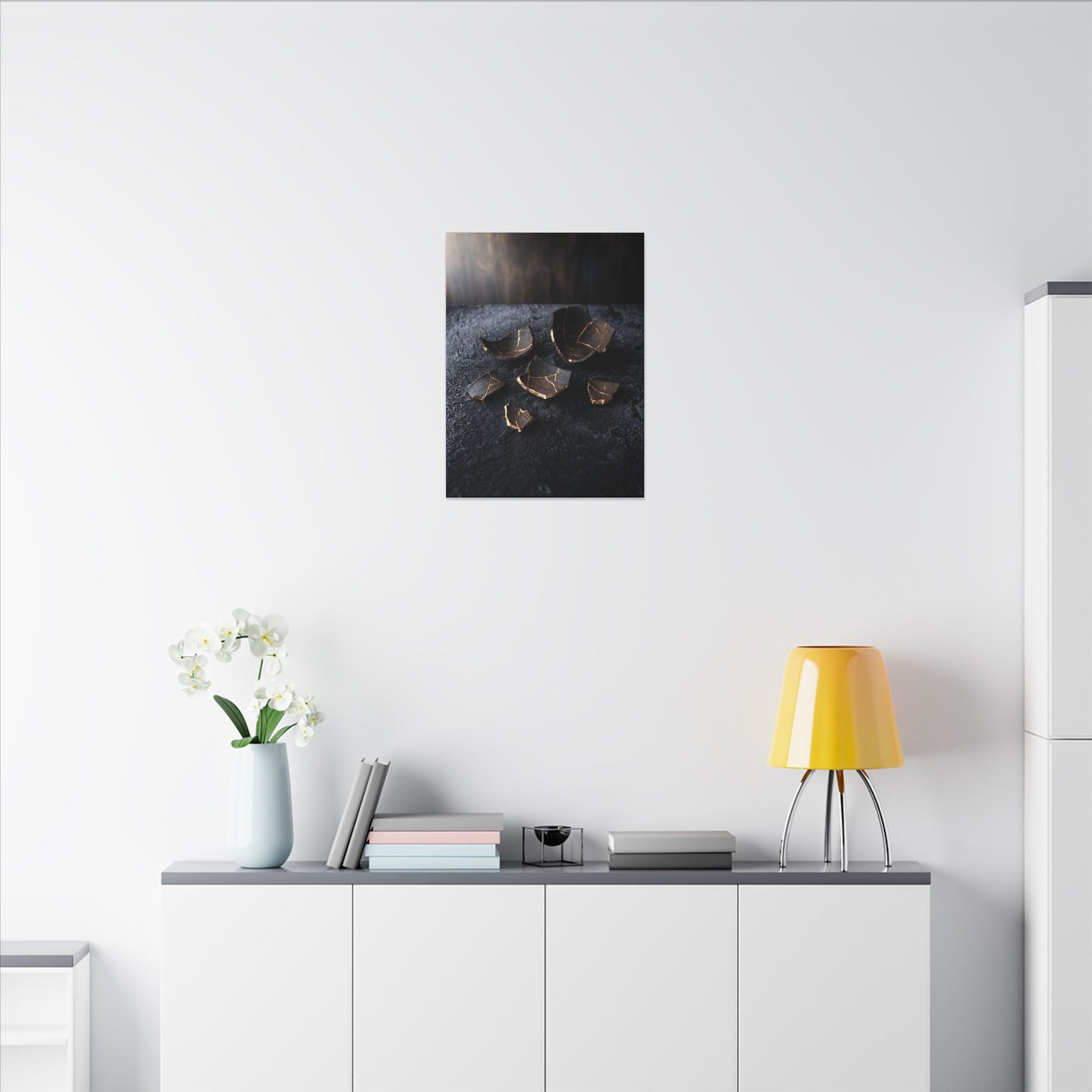 Winter Broken Pottery Shadow Zen Canvas Art | Bold Decor