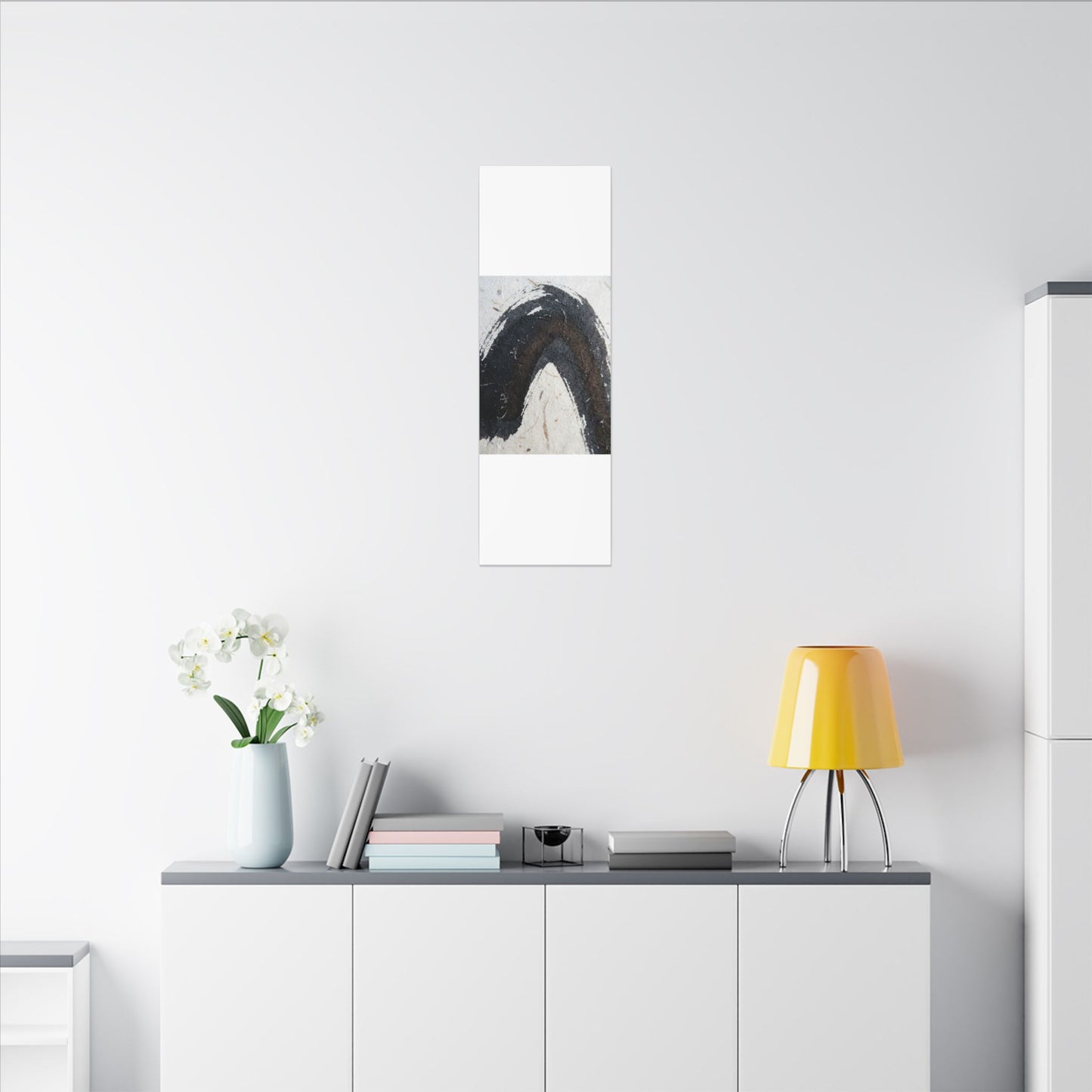 Moody Ink Brushstroke Canvas Art - Moody Minimal Dark Japandi